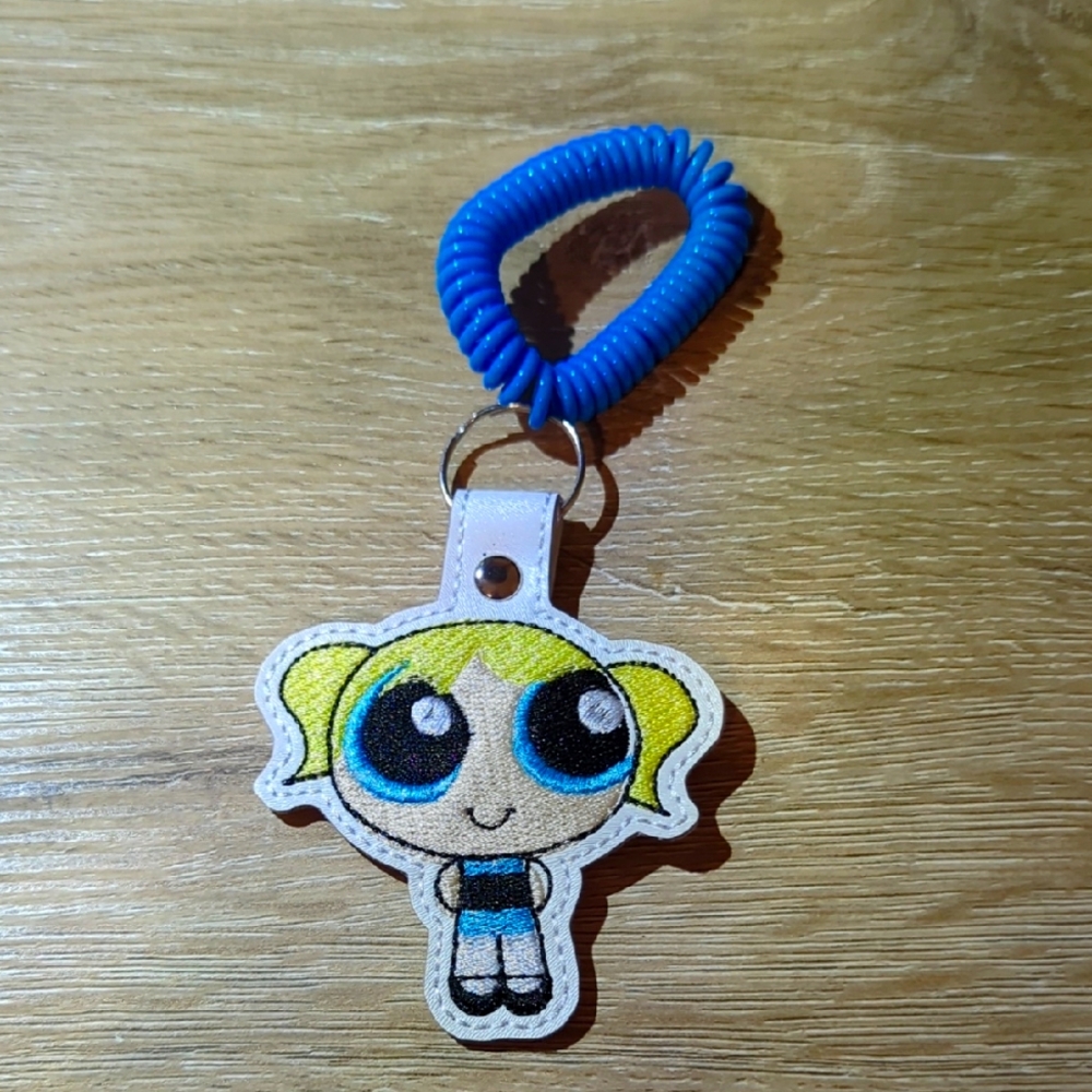 Kids Cartoon Character Keychain with Blue and Yellow Accents